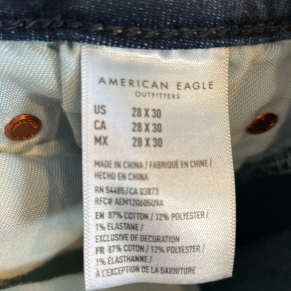 American Eagle distressed dark wash skinny jeans slim cozy air flex + 28x30 - Picture 5 of 5